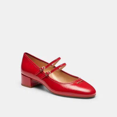 Coach Outlet Double Buckle Block Heel Mary Jane In Red