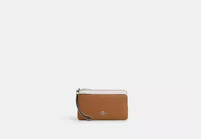 Coach Outlet Double Zip Wallet In Colorblock In Brown