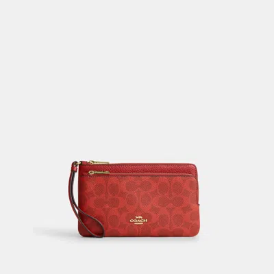 Coach Outlet Double Zip Wallet In Signature Canvas