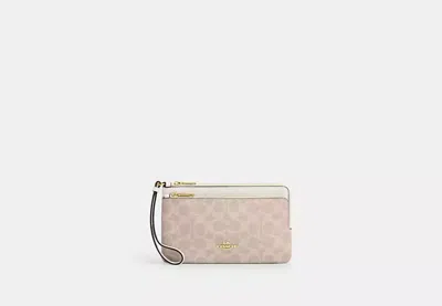 Coach Outlet Double Zip Wallet In Signature Canvas In Beige