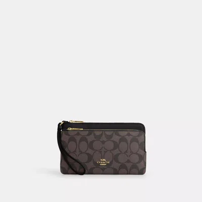 Coach Outlet Double Zip Wallet In Signature Canvas In Multi