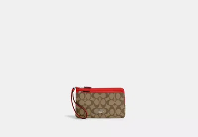 Coach Outlet Double Zip Wallet In Signature Canvas In Multi