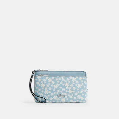 Coach Outlet Double Zip Wristlet With Floral Print In Multi
