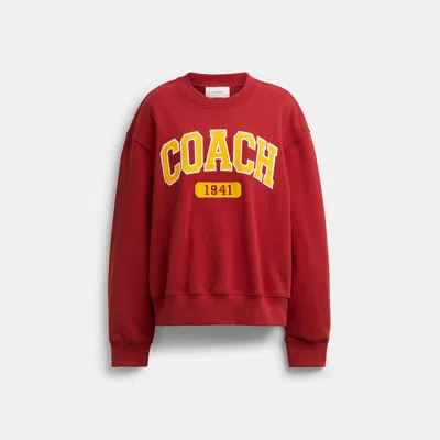 Coach Outlet Embroidered Sporty Boyfriend Crewneck Sweatshirt In Savvy Red