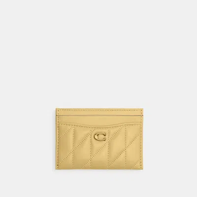 Coach Outlet Essential Card Case With Pillow Quilting In Brass/vanilla