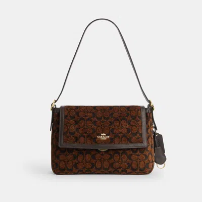Coach Outlet Etta Flap Bag In Gold/truffle
