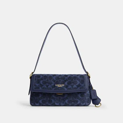 Coach Outlet Etta Small Flap Shoulder Bag In Gold/navy
