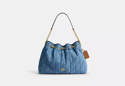 Coach Outlet Evelyn Shoulder Bag In Regenerative Cotton With Quilting In Blue