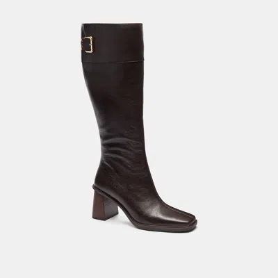 Coach Outlet Extended Calf Heeled Buckle Boot In Multi