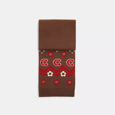 Coach Outlet Fair Isle Print Knit Muffler In Brown