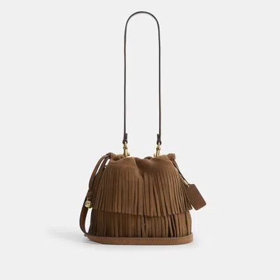 Coach Outlet Faye Mini Drawstring Bag With Fringe In Im/cedar