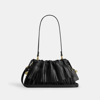 Coach Outlet Faye Shoulder Bag With Fringe In Gold/black