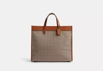 Coach Outlet Field Tote Bag 40 In Micro Signature Jacquard In Brown