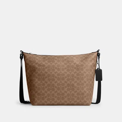 Coach Outlet Finn Hobo Bag 32 In Silver/tan Black