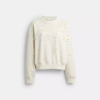 Coach Outlet Floral Crewneck Sweatshirt In White