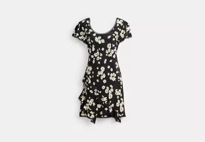 Coach Outlet Floral Mini Dress In Black
