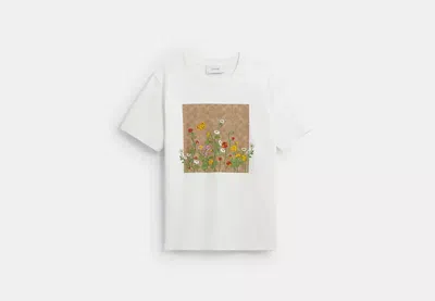 Coach Outlet Floral Signature Square Classic T-shirt In Organic Cotton In Multi