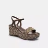 Coach Outlet Gale Wedge Sandal In Signature Jacquard In Brown