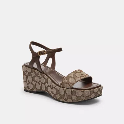 COACH OUTLET GALE WEDGE SANDAL IN SIGNATURE JACQUARD