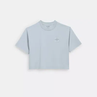 Coach Outlet Garment Dye Cropped T-shirt In Dusty Blue