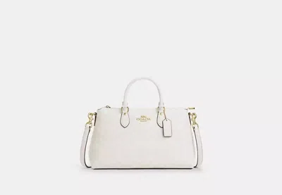 Coach Outlet Georgia Satchel Bag In Signature Canvas In White