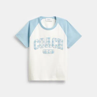 Coach Outlet Gingham Sporty Raglan T-shirt In Organic Cotton In Multi