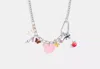 Coach Outlet Heart And Teddy Bear Statement Charm Necklace In Silver