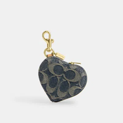 Coach Outlet Heart Bag Charm In Gold/denim