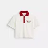 Coach Outlet Heart Cropped Relaxed Polo In Organic Cotton In White