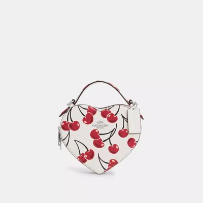 Coach Outlet Heart Crossbody Bag With Cherry Print In White/multi