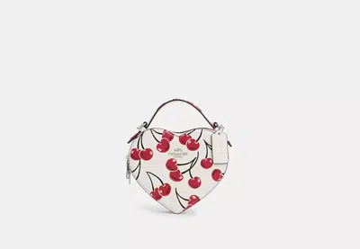 Coach Outlet Heart Crossbody Bag With Cherry Print In White/multi