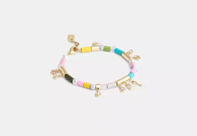 Coach Outlet Heart Multi Charm Beaded Bracelet In Yellow
