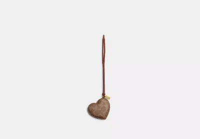 Coach Outlet Heart Puffy Bag Charm In Signature Canvas In Brown