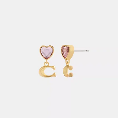 Coach Outlet Heart Signature Stud Drop Earrings In Multi