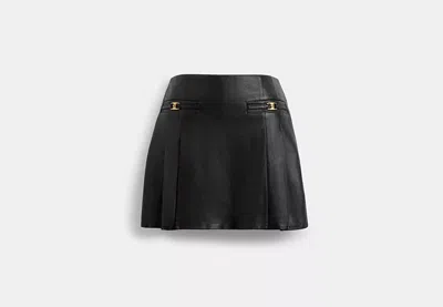 Coach Outlet Heritage C Leather Mini Skirt In Black