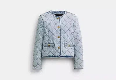 Coach Outlet Heritage C Quilted Denim Jacket In Organic Cotton In Blue