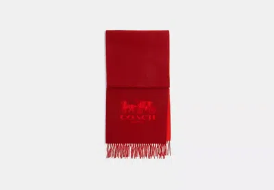 Coach Outlet Horse And Carriage Bicolor Cashmere Muffler In Red