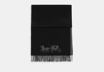 Coach Outlet Horse And Carriage Double Face Oversized Muffler In Black