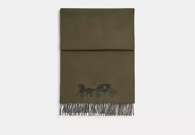 Coach Outlet Horse And Carriage Double Face Oversized Muffler In Green