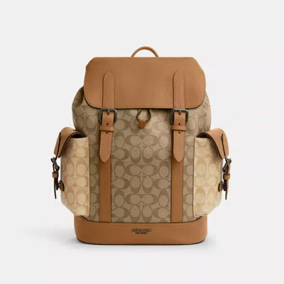 Coach Outlet Hudson Backpack In Colorblock Signature Canvas In Burgundy