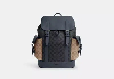 Coach Outlet Hudson Backpack In Colorblock Signature Canvas In Gold