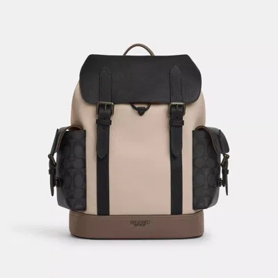 Coach Outlet Hudson Backpack In Colorblock With Signature Canvas In Beige