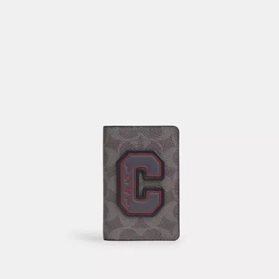 Coach Outlet Id Card Wallet In Signature Canvas With Patches In Gray