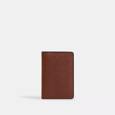 Coach Outlet Id Card Wallet In Signature Leather In Brown