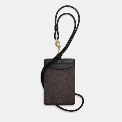 Coach Outlet Id Lanyard In Signature Canvas In Brown