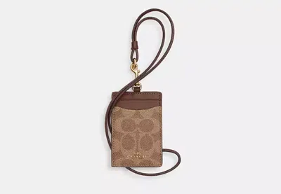 Coach Outlet Id Lanyard In Signaure Canvas In Brown