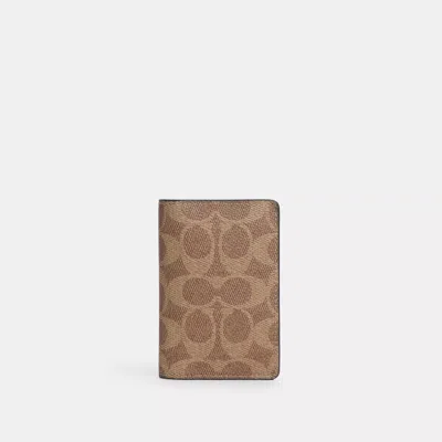 Coach Outlet Id Wallet In Signature Canvas In Beige
