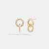 Coach Outlet Interlocking Open Circle Pearl Huggie Earrings In Multi