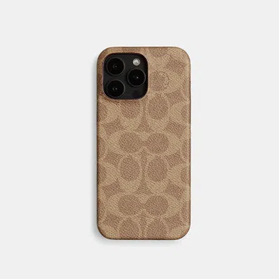 Coach Outlet Iphone 16 Pro Max Case In Signature Canvas In Tan