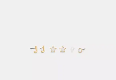 Coach Outlet J Initial Stud Earrings Set In White